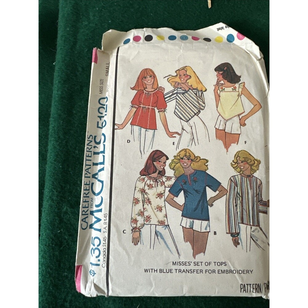 McCall’s Vintage Girls Top Pattern #5120 UNCUT